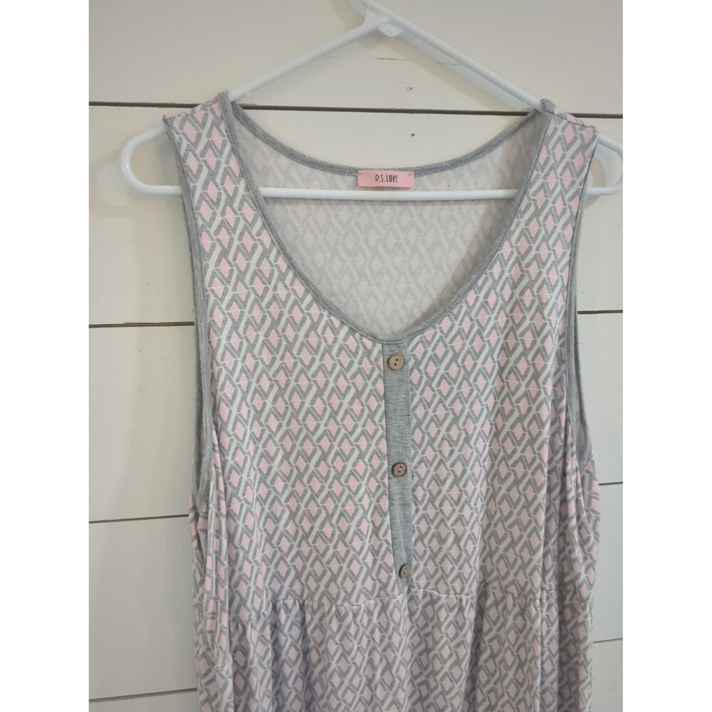Pink and gray sleeveless v-neck tunic top 2XL summer boho